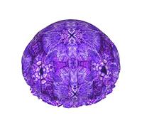 Glows In The Dark Purple Waterproof Shower Cap,Elastic Bathing Hair Cap Environmental Protection Hair Bath Caps, Double WaterproofBathing Shower Hat