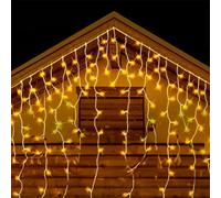 Glowster LED Icicle String Lights Powered by 3 x AA Batteries Creates a Warm White Light 10m Length by 0.6m Width Ideal for Creating a Cosy Atmosphere.
