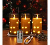 Glowtink 3 in 1 LED String Lights - Rechargeable Flickering Flameless Candles with Remote Timer, Ideal for Home, Dining Table, Christmas Decor, Grey