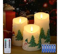 Glowtink Flameless Christmas Candles With Remote Timer, 3 Pack Battery Operated LED Candles, Real Wax for Decoration and Gift