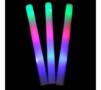 Glowtopia 18" LED Foam Stick - Light-up Baton in 6 Colours Premium Glow From 10 Pack, Multi (3 Colours RGB)