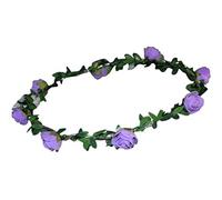 Glowtopia Light Up Floral Wreath Crown Garland with Warm White LEDs Flower Headband Wedding Decoration Festivals (Rosebud - Purple)