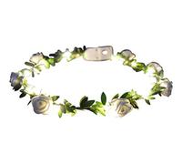 Glowtopia Light Up Floral Wreath Crown Garland with Warm White LEDs Flower Headband Wedding Decoration Festivals (Rosebud - White)