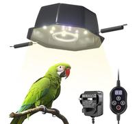 GlowUp 10W Bird Cage Light, Full Spectrum Light for Birds with Chew Guard, UVB2.4 Dimmable Octagonal LED Light Fixture with Plug and Controller, Bird Cage Accessories for Captive Birds Parrots