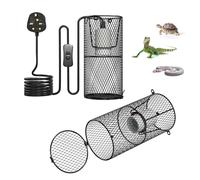 GlowUp 2Pack 200W Reptile Heat Lamp Guard with E27 Base Ceramic Heat Lamp Holder, Anti Scald Mesh Cage Reptile Light Fixture with ON/Off Button for Lizard Snake Chick-Heat Bulb Not Included