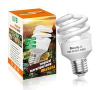 GlowUp 9W UVB 5.0 Tortoise Bulb E27 UVA UVB Bulb Tortoise AC220-240V uvb Light Reptile kit Fluorescent Light Beam Angle 360° UVA lamp for Aquarium, Glass Container, Feeder, Turtle, Lizard, etc (1Pcs)