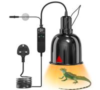 GlowUp Heat Lamp Fixture with Reptile Thermostat Timer Temperature Controller, 300W E27 Reptile Heat Lamp Holder, Dimmable 5.5'' with Sensor Probe for Terrarium Lizard Tortoise Snake(NO Bulb)