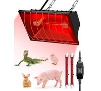 GlowUp Heat Lamp for Chicks 275W, Includes 2x 175W R7S Infrare Heat Bulbs, Brooder Poultry Heat Lamp with High/Low Heat Setting for Puppies, Chicken Coop, Duckling, Piglets, Lambs (Black)