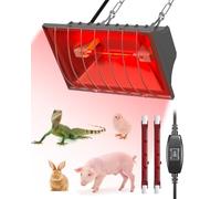 GlowUp Heat Lamp for Chicks 275W, Includes 2x 175W R7S Infrare Heat Bulbs, Brooder Poultry Heat Lamp with High/Low Heat Setting for Puppies, Chicken Coop, Duckling, Piglets, Lambs (Grey)