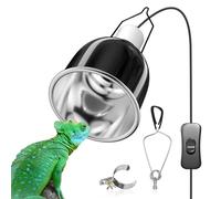 GlowUp Reptile Heat Lamp Holder 200W,5.5in Reptile Dome Heatlamp with Clip,Adjustable Height,Suitable with E27 UVA/UVB Bulb,230V Heat Lamp with BS Plug for Reptiles Bearded,Tortoise,Snake,Chick