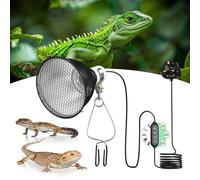 GlowUp Reptile Heat Lamp Holder with Cycle Timer&Dimmer, E27 200W 5.5 Inch Dimmable Reptile Heat Lamp Holder Dome with Gaurd Basking Lamp Holder for Tortoise, for UVA UVB,Infrared Heat Bulbs (NO Bulb)