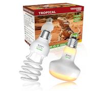 GlowUp UVA UVB Reptile Heat Lamp Bulbs E27 Combo Pack 220V - UVA Basking Lamp Bulb 100W + UVB 10.0 Light Bulb 26W Provide Heat, Light, D3 and UV for Bearded Dragon, Tortoise, Lizard