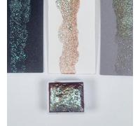 GLOWYBOX Holographic Glitter Watercolour Paint, Glitter Watercolour for Special Highlight Glitter Watercolours Holographic Colour Glitter Colour 1/2 Pan 2 ml (Umbra Blue Metallic)