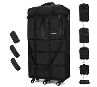 Gloyuda 130L Expandable Luggage, 40 Inch Suitcase with Wheels, Collapsible Luggage with Wheels, Rolling Duffle Bag with wheels, Foldable Suitcasewith2Handle Wrap 2Fixing Straps 1Shoulder Strap, Black