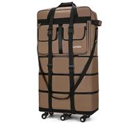 Gloyuda 130L Expandable Luggage, 40 Inch Suitcase with Wheels, Collapsible Luggage with Wheels, Rolling Duffle Bag with wheels, Foldable Suitcasewith2Handle Wrap 2Fixing Straps 1Shoulder Strap, khaki