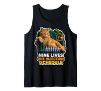 GLP 1 | GLP-1 Humor | Nine Lives One Injection Schedule Meme Tank Top
