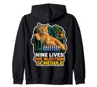 GLP 1 | GLP-1 Humor | Nine Lives One Injection Schedule Meme Zip Hoodie