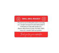 GLP-1 Weight Loss Medication Jab Injection Small Meal Medical Card