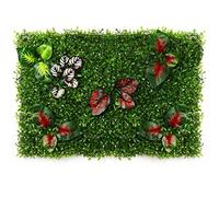 GLP Artificial Hedges Panels with Flowers, Outdoor Grass Greenery Artificial Ivy Privacy Fence Screen, Faux Plant Wall Backdrop for Home Garden Backyard Wedding Wall Decoration (Color : H)