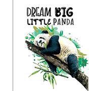 Glplokpj Motivational Words Wall Art Panda Poster, Inspirational Quotes Panda Art Print, Dream Big Little Panda Print for Nursery Kids Room Bedroom Playroom Decor Metal Tin Signage 8x12 Inch
