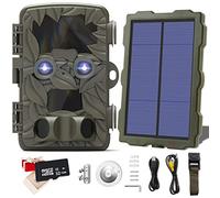 GLPMZANB Dual-Lens Trail Camera 4K 20MP 1080P Wildlife Game Cameras with Night Vision 115 ft 0.2s Motion Activated IP66 Waterproof Hunting Scouting Cam with Portable Solar Panel and 32GB SD Card