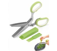 GLPRKOW Herb Scissors Set of 3, 5 Blades Chive Scissors with Cleaning Comb & Safety Lid for Herbs, Onions & Vegetables