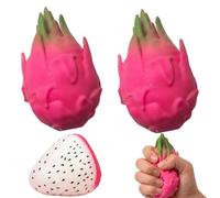 GLQYGZ 3 PCS Dragon Fruit Squishy, Desk Decoration for Work Breaks and Study Sessions, Two Whole Pieces with One Slice, Soft Hand Object for Daily Focus and Quiet Moments