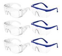 GLQYGZ 6 PCS Anti Fog Clear Safety Glasses Set, Medical Protective Glasses Science Goggles with Three Blue & Three White Frames, For Construction, DIY Projects, All Professional Usef