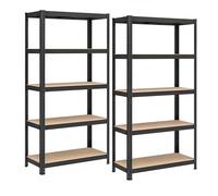GLR040B02 Set of 2 Heavy Duty Shelving Units Steel Shelving Unit 5 Shelves
