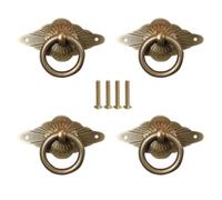 glrovazas Bronze Drawer Ring Pulls Vintage Decorative Handles Antique Single Hole Knobs Floral for Furniture Cabinet Cupboard Dresser Wooden Case Box 4Pcs (3cm)