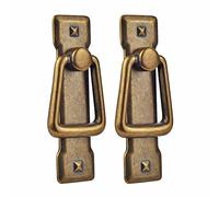 glrovazas Flat Ring Pull with Backplate, Cabinet Handles and Drawer Pulls 2Pcs for Kitchen Cabinets and Dresser Drawers,Cabinet Hardware (Bronze)