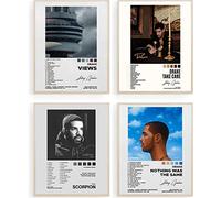 GLRSSN Drake Signed Limited Posters Music Album Cover Posters Print Set of 4 Room Aesthetic Canvas Wall Art for Girl and Boy Teens Dorm Decor 8x10 inch Unframed
