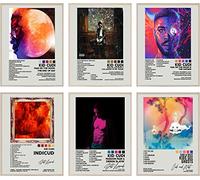 GLRSSN Kid Cudi Album Cover Signed Limited Posters Print Rapper Music Posters Canvas Wall Art Room Aesthetic Set of 6 for Teen and Girls Dorm Decor 8x10 inch Unframed