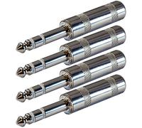 GLS Audio 1/4" Plugs for Patch Cables, Balanced Cables, Snakes - TRS Male Stereo 1/4 Inch Phono 6.3mm Phone Plug Bulk - 4 Pack