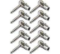 GLS Audio 1/4" Right Angle Plugs TS Mono Flat Low Profile Pancake Style for Speaker Cables, Patch Cables, Snakes - Male 1/4 Inch Phono 6.3mm Phone Plug Bulk - 10 Pack