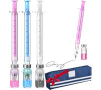 GLSAYZU 3/6/9/12Pcs Funny Syringe Ink Pens, Creative Vaccine Shaped Ballpoint Pens, Black Gel Ink Neutral Pen for Office, School and Home, Unique Nurse Accessories for Work (3pc)