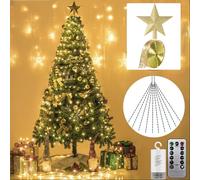 GLSAYZU Cascading Twinkle Lights for Christmas Tree, Warm White Silver Wire Indoor Outdoor Decoration (1m 20 Strips 200 Lights)