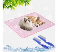 GLSAYZU Dog Cooling Pad, SelfCooling Cat Pads, Large Ice Silk Cooling Pad for Dogs, Sizes XS-XL, Non-Slip, Various Sizes, Washable, Wear-Resistant, Bite-Resistant (Rosa, S: 50 × 40 cm)