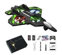 GLSAYZU Flip Jet Pro Planes, Rc Stunt Fighter Jet Toy For Kids With 360° Flips & Led Lights, Christmas Remote Control Helicopter, Foam Remote Control Airplane (Green+2 Battery)