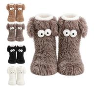 GLSAYZU Fluffy Monster Indoor Slipper Socks, Fluffy Socks Womens, Non-Slip Sole Ultra-Warm Slipper Socks, Thick Fleece Winter Indoor Footwear Walk Directly Floors Without Slippers