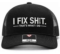 GLSAYZU I Fix Shit Trucker Hat for Men - Funny Mechanic & Handyman Cap, Adjustable Mesh Baseball Hat, Humorous for Dad (B)