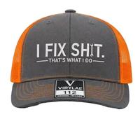 GLSAYZU I Fix Shit Trucker Hat for Men - Funny Mechanic & Handyman Cap, Adjustable Mesh Baseball Hat, Humorous for Dad (C)