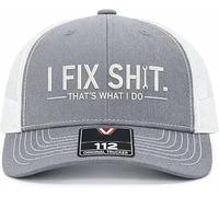 GLSAYZU I Fix Shit Trucker Hat for Men - Funny Mechanic & Handyman Cap, Adjustable Mesh Baseball Hat, Humorous for Dad (A)