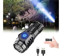GLSAYZU Springmart Mini Flashlight, Three-Eyed Monster Mini Tactical Thumb Flash, for Night Working, Running, Camping, Fishing (Black)