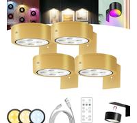 GLSAYZU Topveden Picture Lights for Wall, 13 Lighting Modes Magnetic Painting Light, Wireless Topveden Poster Lights, for Home Decor, Adjustable Brightness & Timer (glod, 4pc)