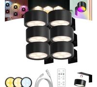GLSAYZU Topveden Picture Lights for Wall, 13 Lighting Modes Magnetic Painting Light, Wireless Topveden Poster Lights, for Home Decor, Adjustable Brightness & Timer (Black, 6pc)
