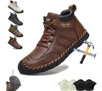 GLSAYZU Umhaven Men's Shoes, Ergonomic Orthopedic Shoes, Arch Support Genuine Leather Hand-Stitched Comfortable, Casual Leather Slip-Resistant (Braun,12)