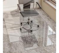 GLSLAND Irregular Tempered Glass Floor Mat - 45" x 53" Office Chair Mat for Carpet Clear Duty Hard Rolling Glass Mat 1/5" Thick for Hardwood Floor/Carpeted Floors, Clear