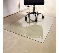 GLSLAND Office Chair Mat for Carpet - 90cm x 120cm Tempered Glass Floor Mat - for Office Chair on Carpet - 1/5" Thick Clear Computer Floor Mat with 4 Anti-Slip Pads
