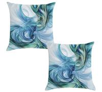 Glslmznq Cushion Covers Set of 2 Pack 35x35 cm - Linen Square Sofa Pillowcases Abstract Green Pillow Covers for Sofa Bed Garden Outdoor Spring Decorative Garden Furniture, 14x14 in L-823